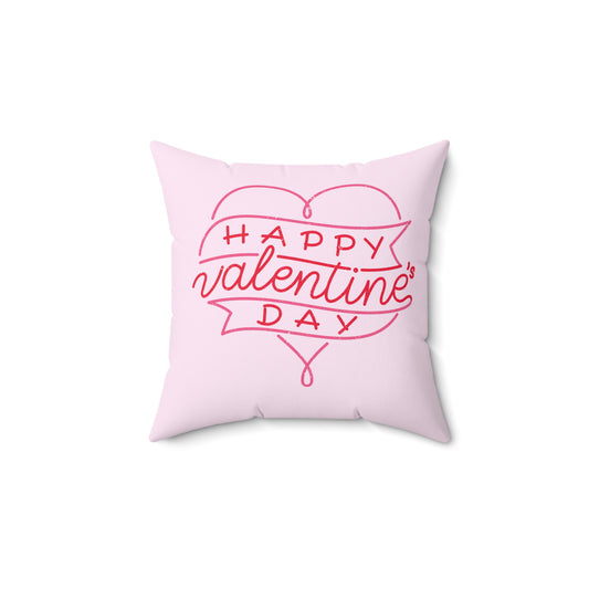 Spun Polyester Square Pillow - Happy Valentine's